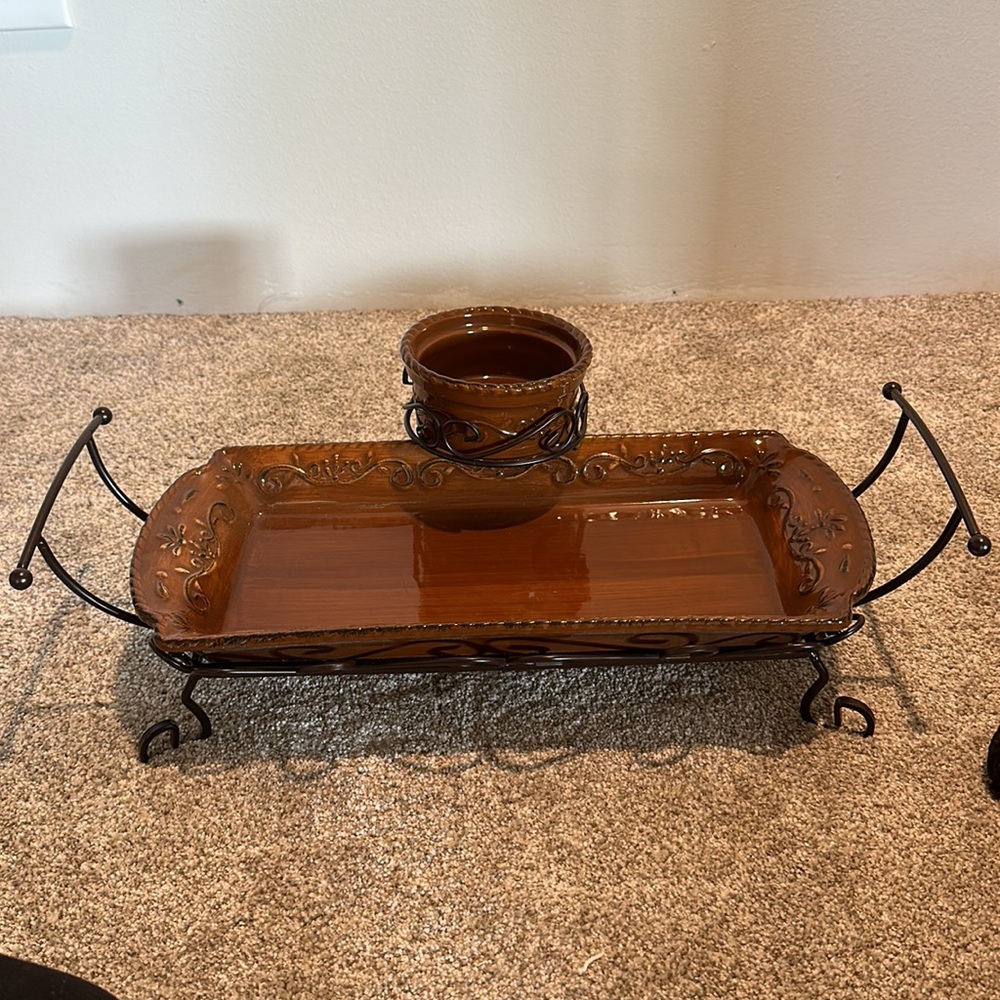 Celebrating Home Discontinued Venetian Rectangular Serving Dish with Dip Bowl